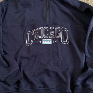 Florentine - Contrast Collar Letter Embroidered Sweatshirt